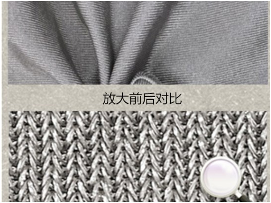 　　银纤维面料放大对比图